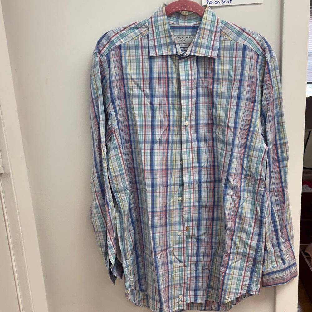 Multi-Color Plaid Men’s Button-Up Shirt
